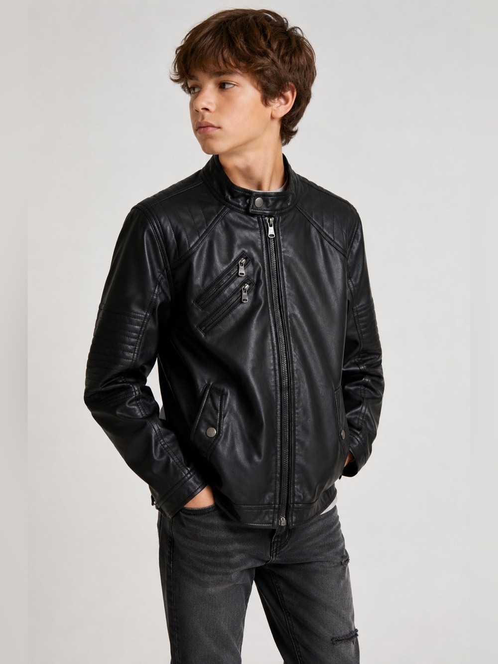 Urban Republic Boys Vegan Leather Motorcycle Jacket Size 18/20